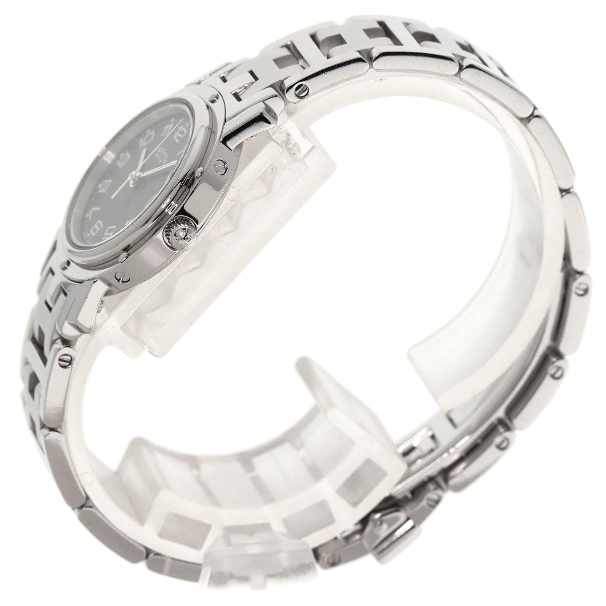 HERMES Watches Quartz CL4.210 Stainless Steel , Stainless Steel Silver Clipper gray dial Women