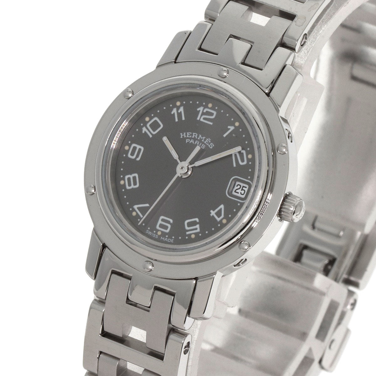 HERMES Watches Quartz CL4.210 Stainless Steel , Stainless Steel Silver Clipper gray dial Women