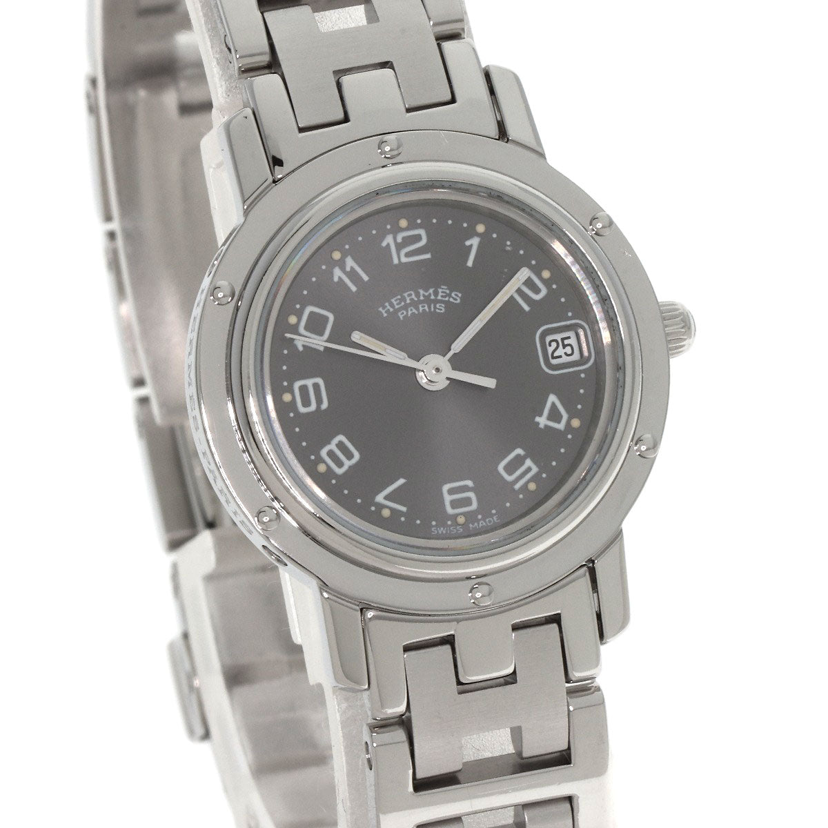 HERMES Watches Quartz CL4.210 Stainless Steel , Stainless Steel Silver Clipper gray dial Women