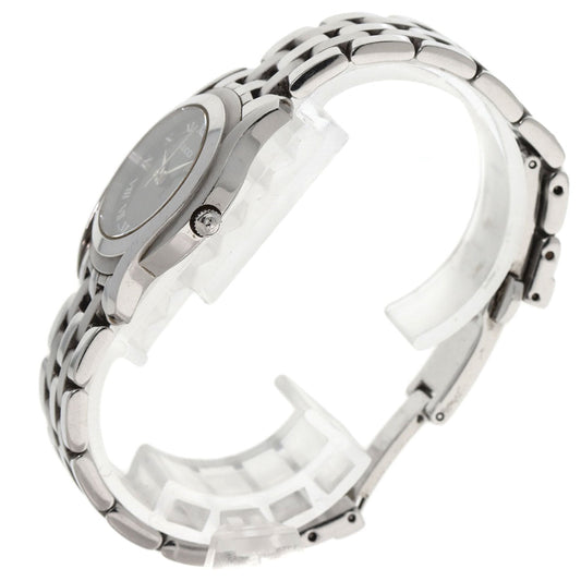 GUCCI Watches Quartz 5500L Stainless Steel , Stainless Steel Silver Round face black dial Women