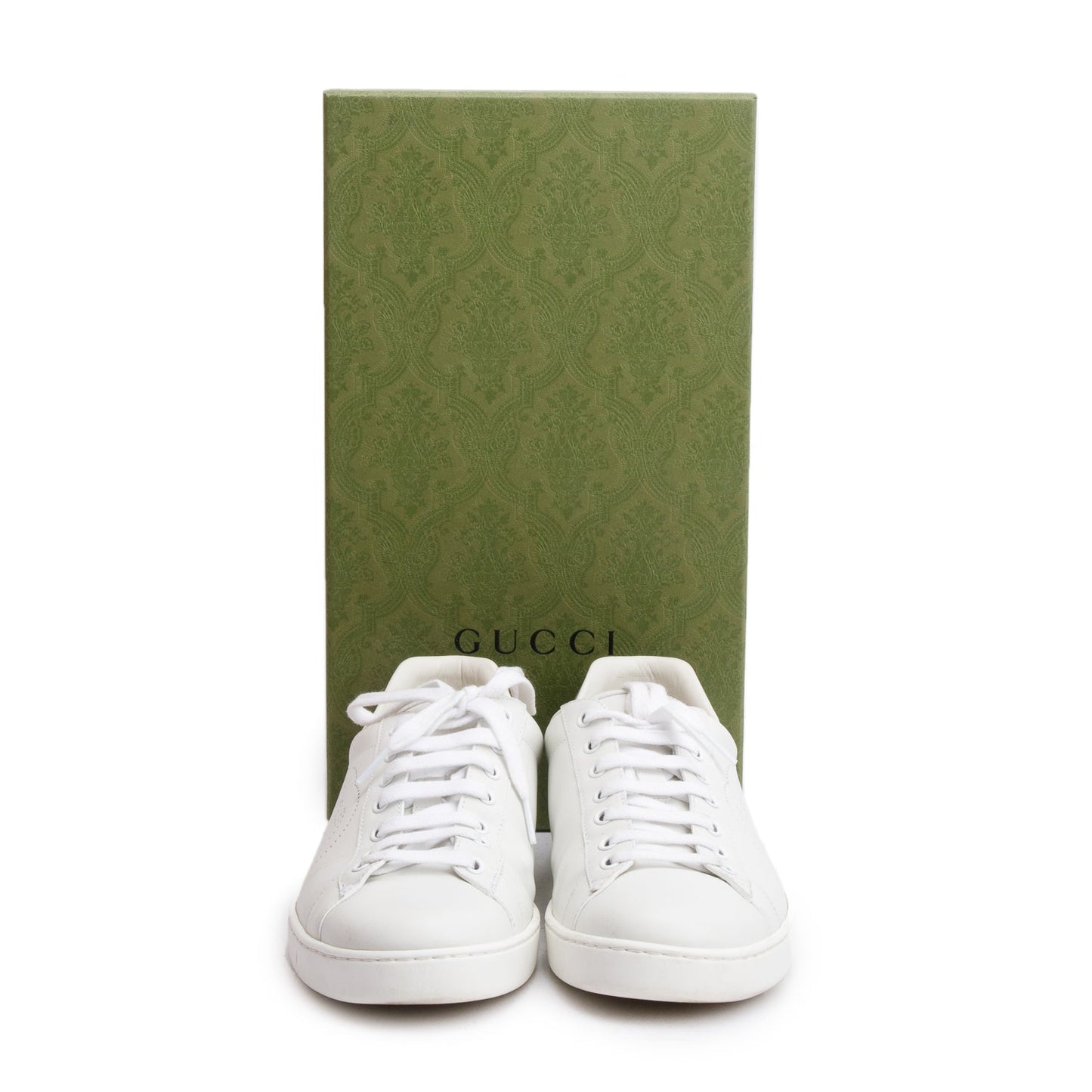 Gucci White Leather Perforated  Interlocking G Men's Ace Sneakers, Size 9
