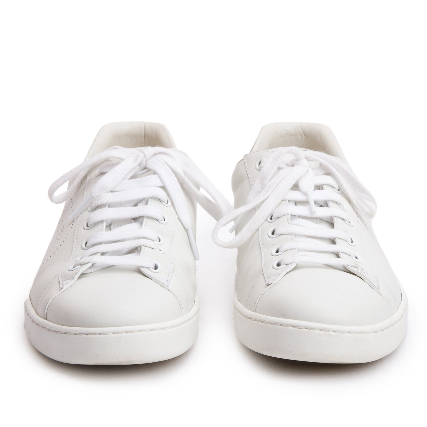 Gucci White Leather Perforated  Interlocking G Men's Ace Sneakers, Size 9
