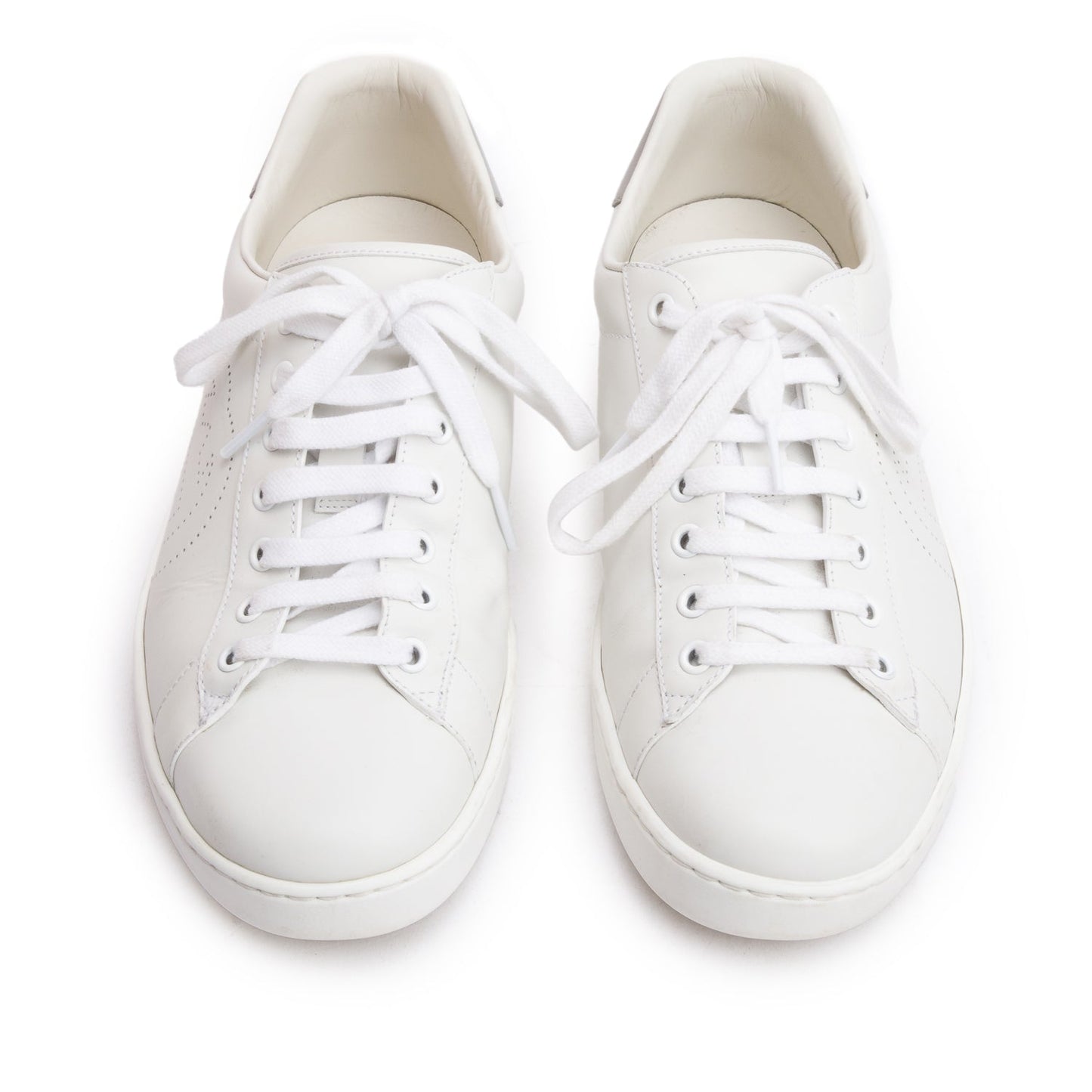 Gucci White Leather Perforated  Interlocking G Men's Ace Sneakers, Size 9