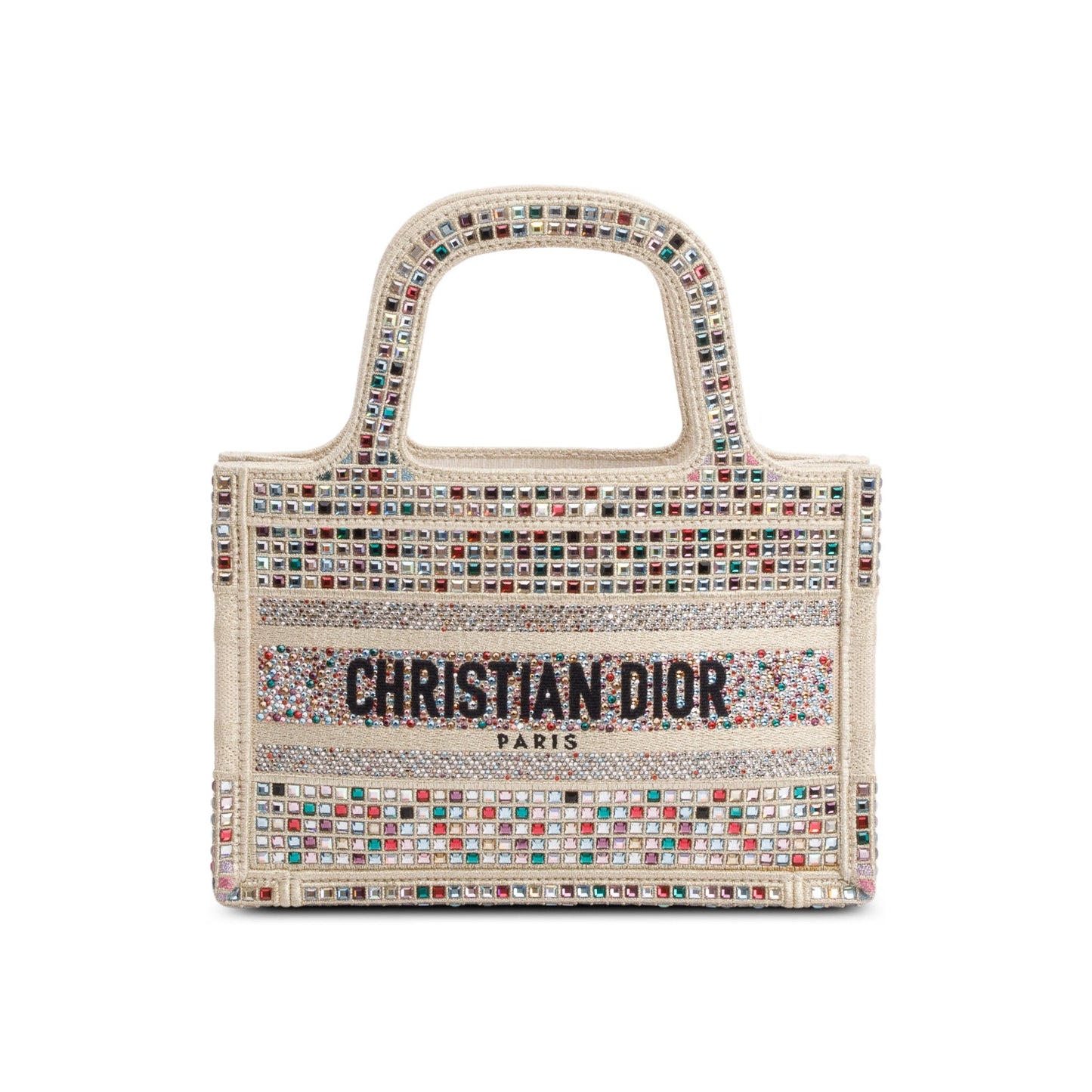 Christian Dior 2022 Metallic Gold Embroidery Crystal Embellished Mini Book Tote