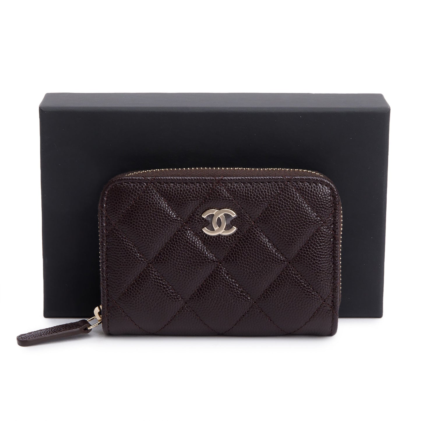 Chanel Brown Caviar Leather Classic Zipped Coin Purse