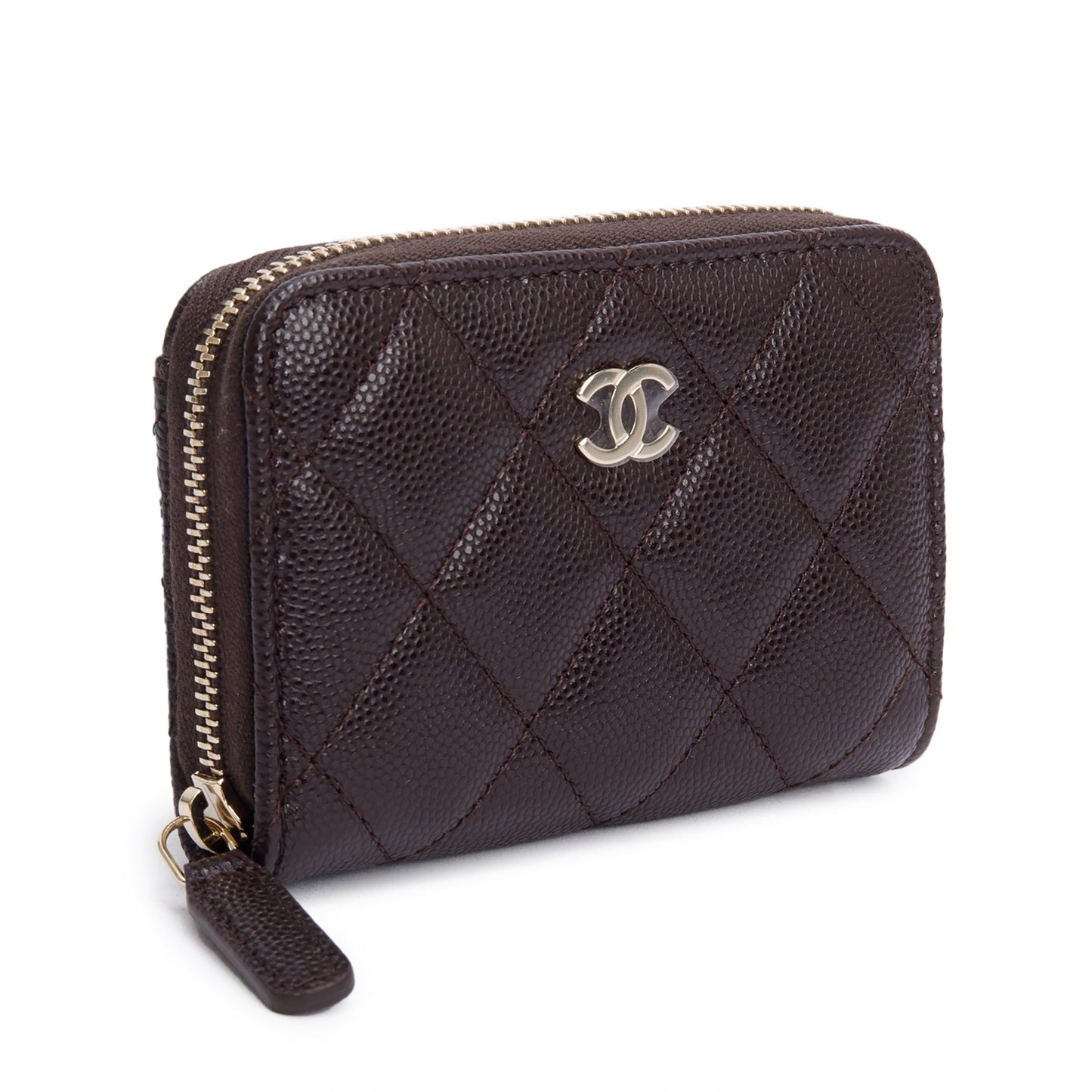 Chanel Brown Caviar Leather Classic Zipped Coin Purse