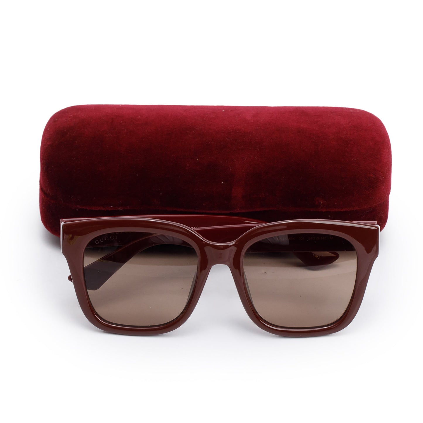 Gucci GG1338SK Burgundy Acetate Interlocking G Accent Oversize Square Sunglasses