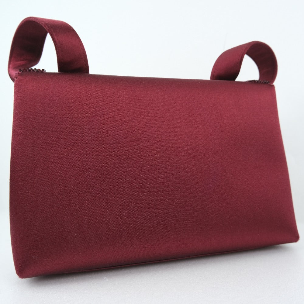 CHANEL Shoulder Bag Satin, Rhinestone Bordeaux COCO Mark Party bag Women
