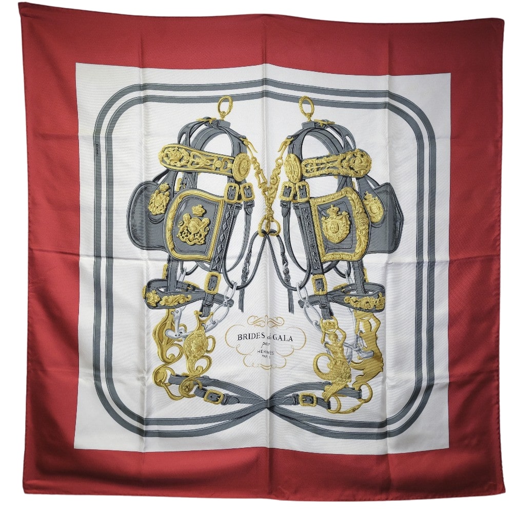 HERMES scarf silk White BRIDES de GALA Carre90 Women