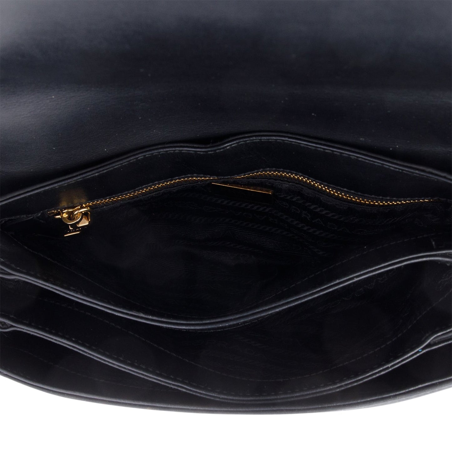 Prada Black Saffiano Lux Tessuto Nylon Flap Chain Crossbody Bag