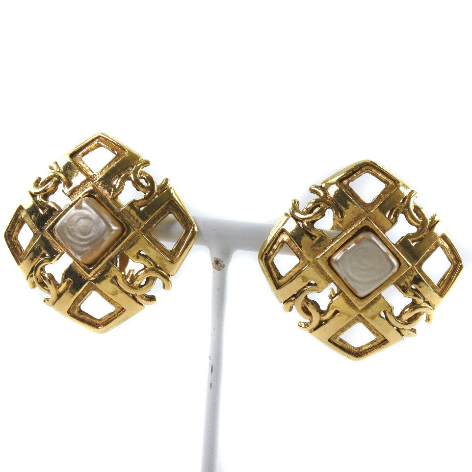 CHANEL Earring Plated Gold gold vintage COCO Mark Women