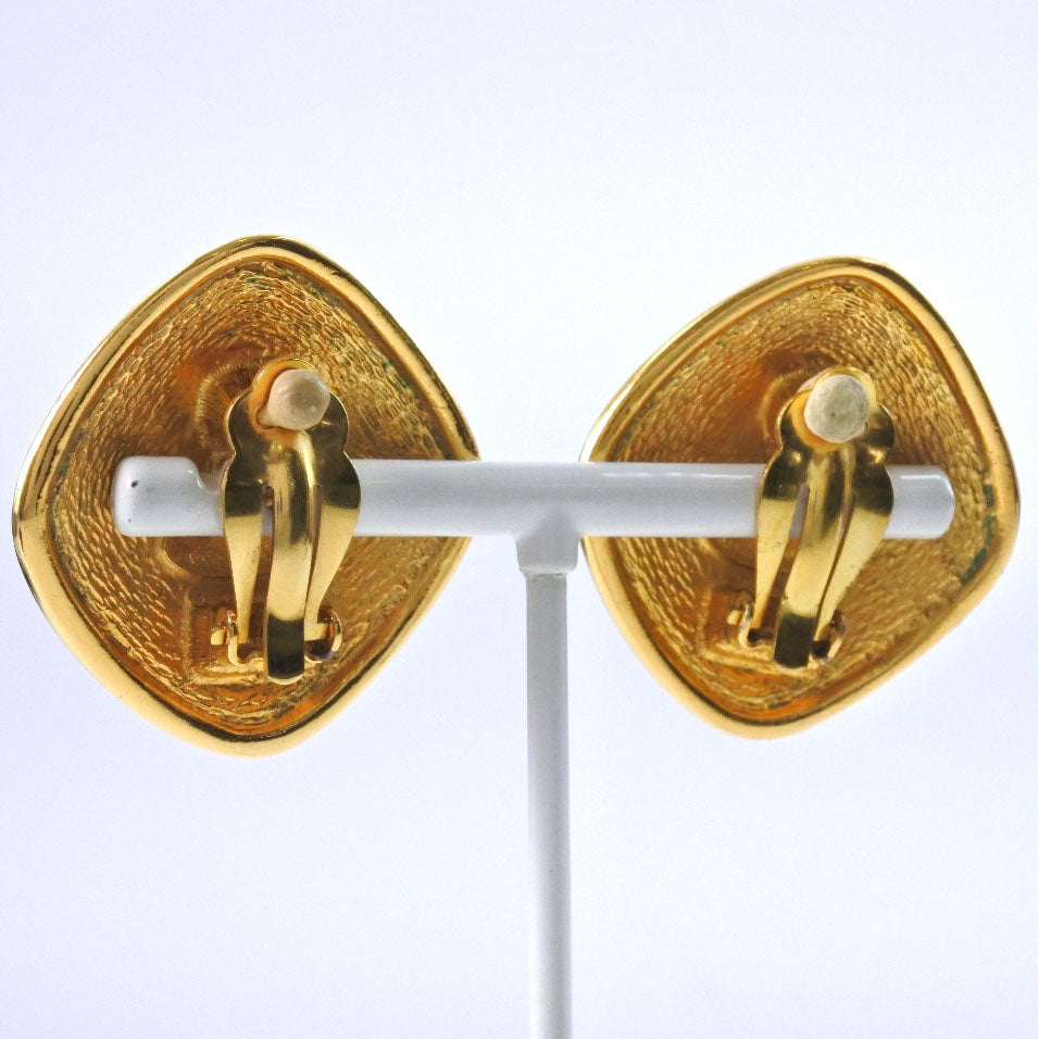CHANEL Earring Plated Gold gold vintage Rhombus COCO Mark Women
