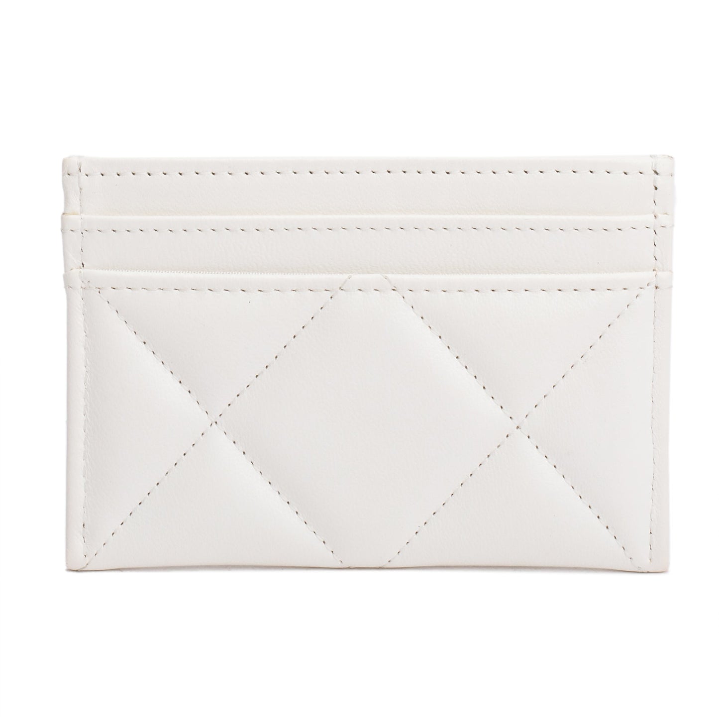 Chanel White Quilted Lambskin Leather 19 Card Holder