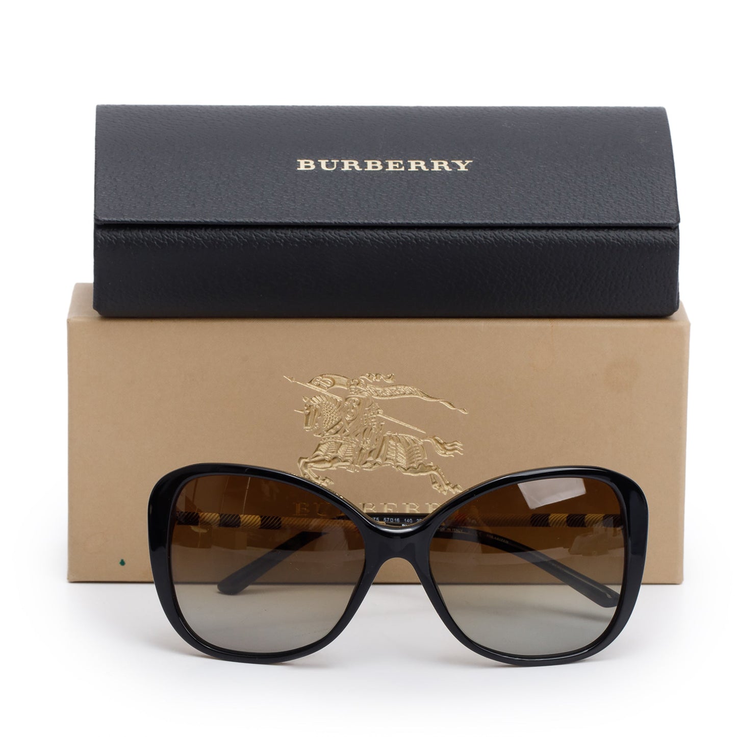 Burberry B 4235-Q Brown Acetate Check Trim Square Sunglasses