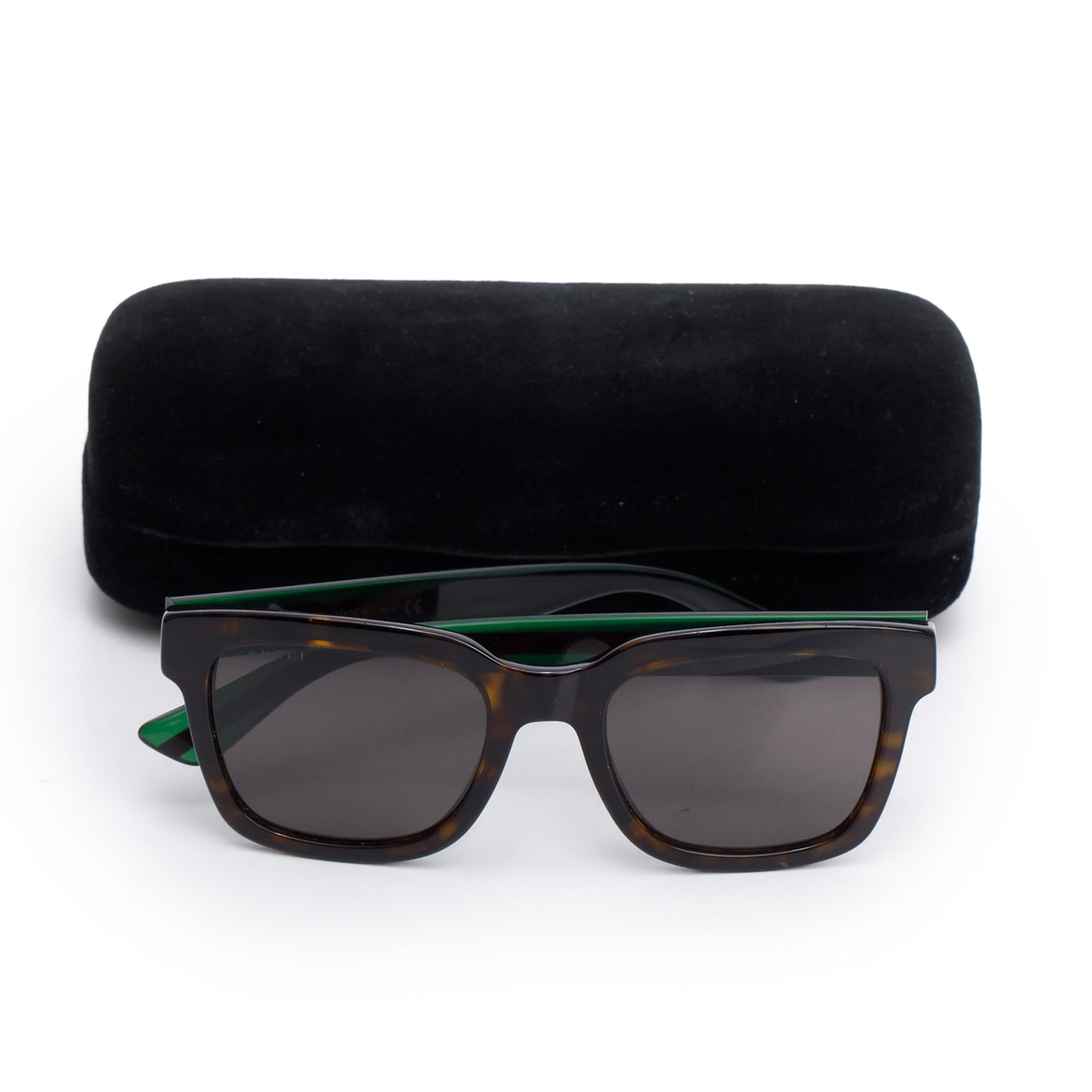Gucci GG0001S Black Acetate Web Square Sunglasses