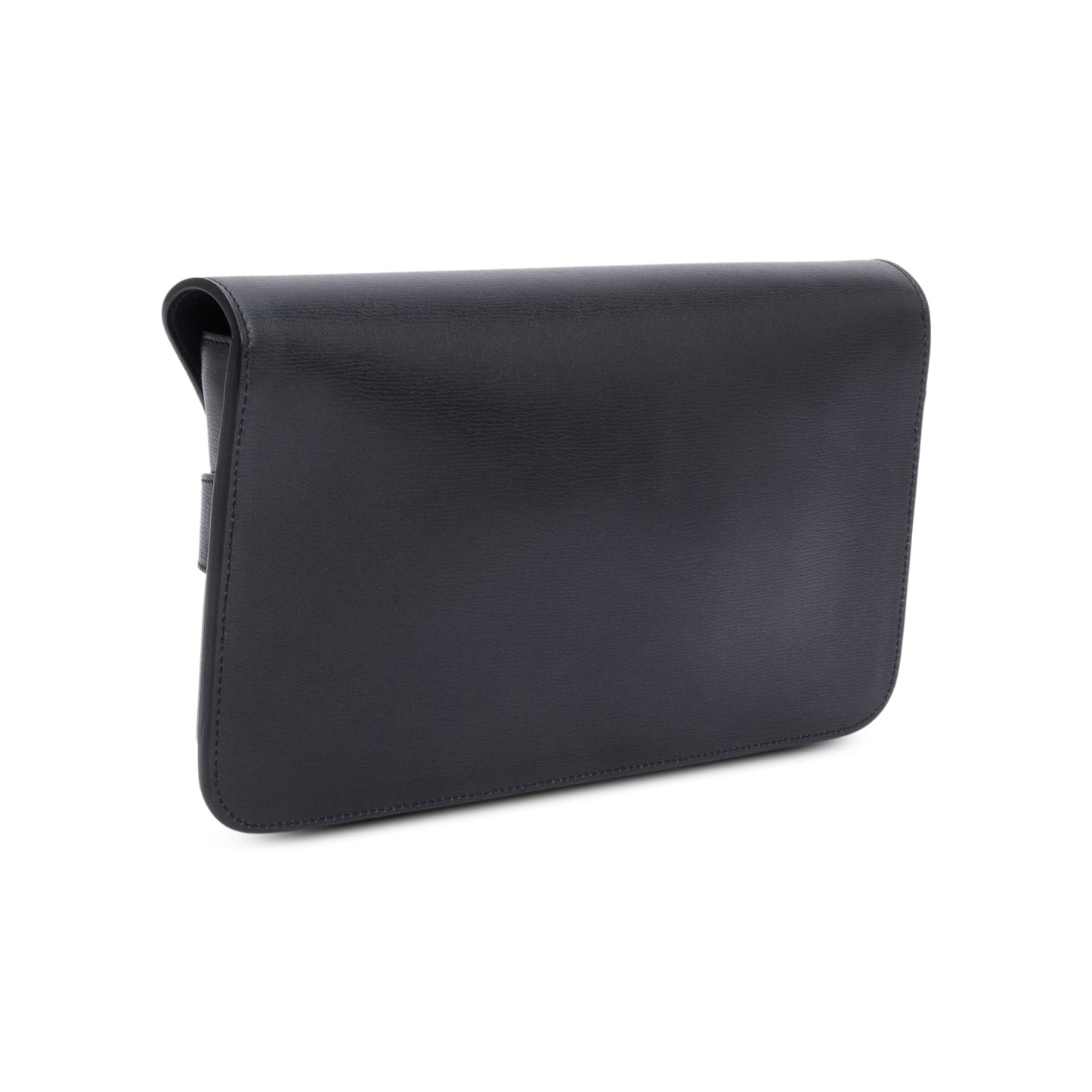 Gucci Black Leather Large Bright Brit Clutch Bag