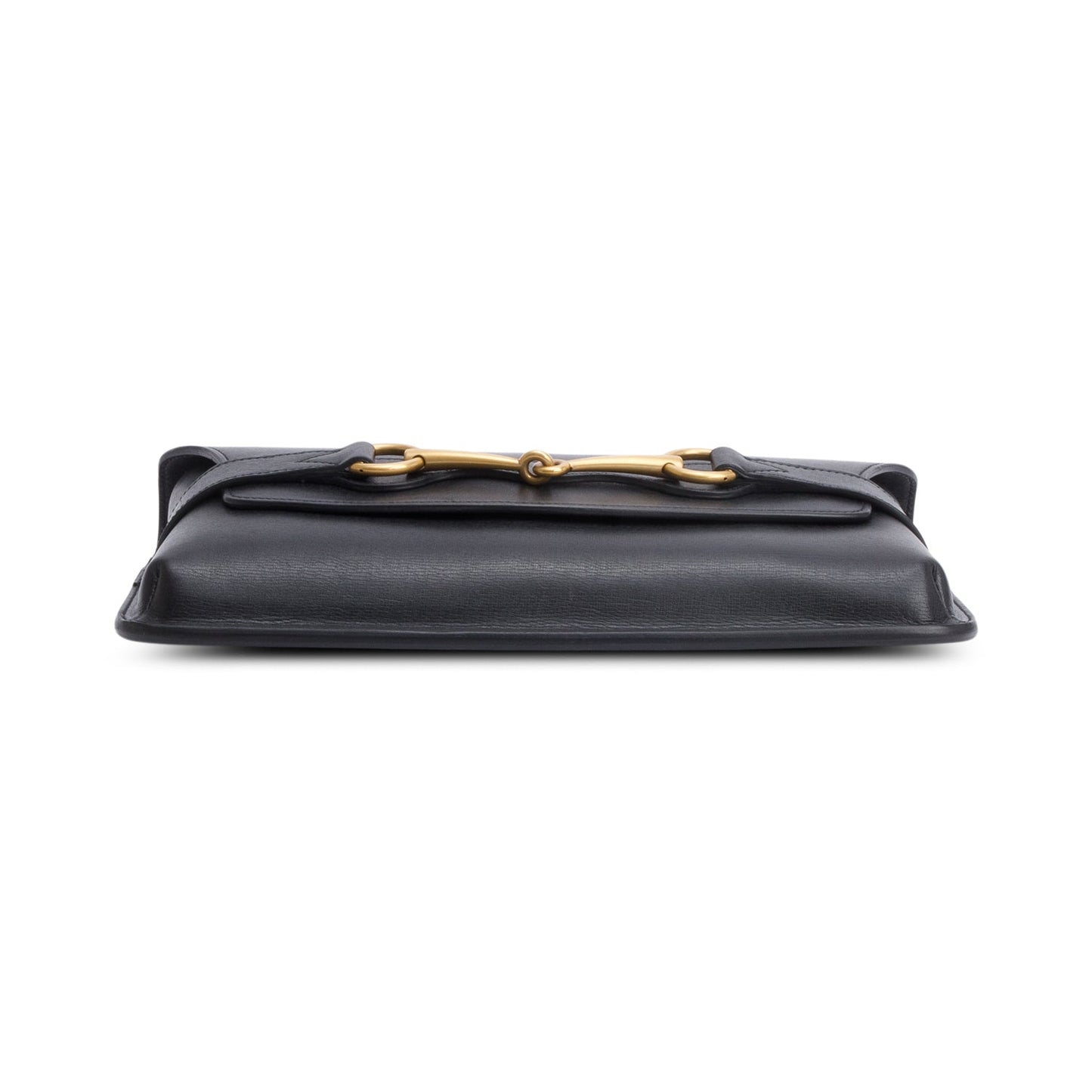 Gucci Black Leather Large Bright Brit Clutch Bag
