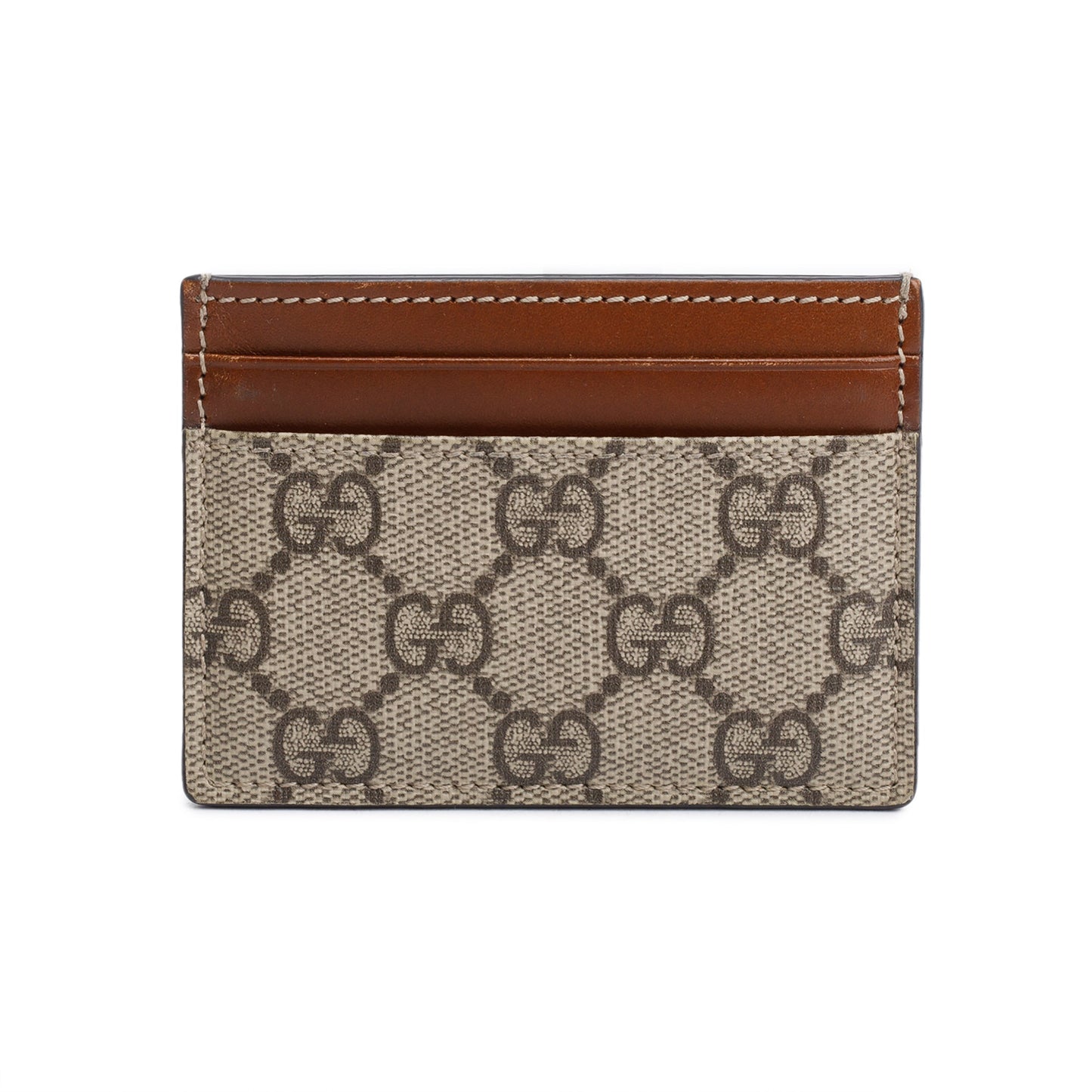 Gucci Brown Calfskin Leather GG Supreme Ophidia Card Holder
