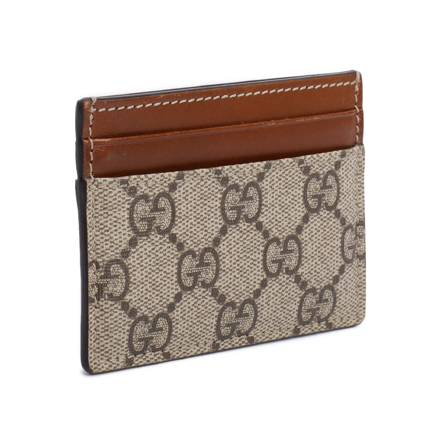 Gucci Brown Calfskin Leather GG Supreme Ophidia Card Holder
