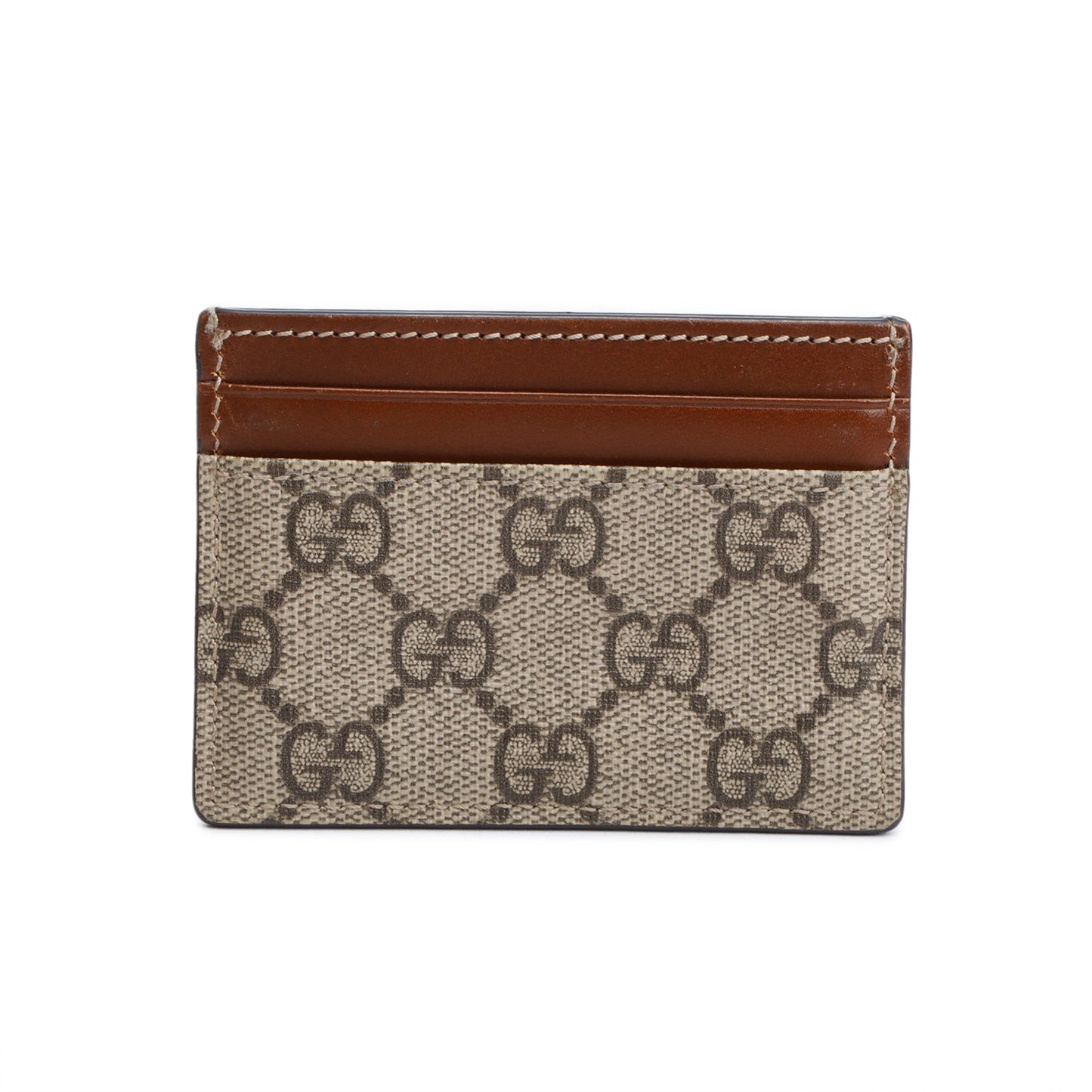 Gucci Brown Calfskin Leather GG Supreme Ophidia Card Holder