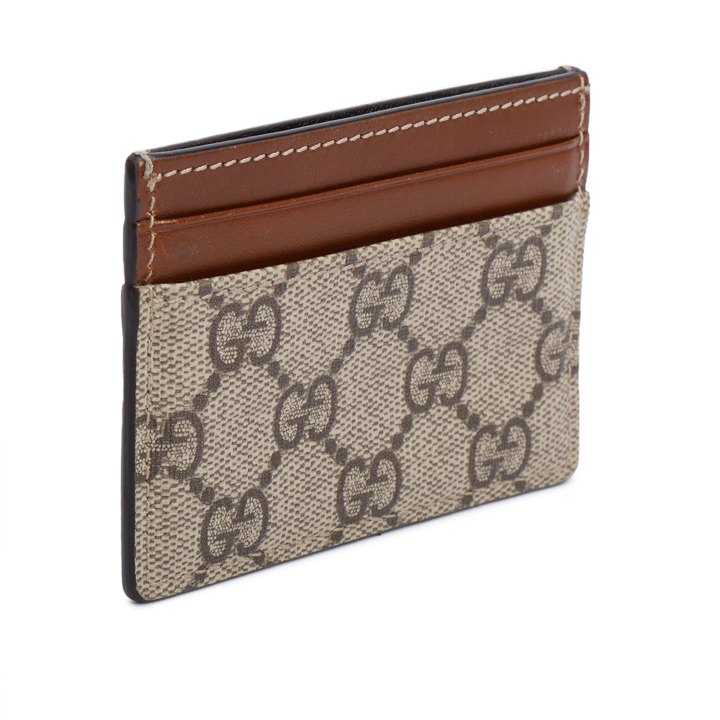 Gucci Brown Calfskin Leather GG Supreme Ophidia Card Holder