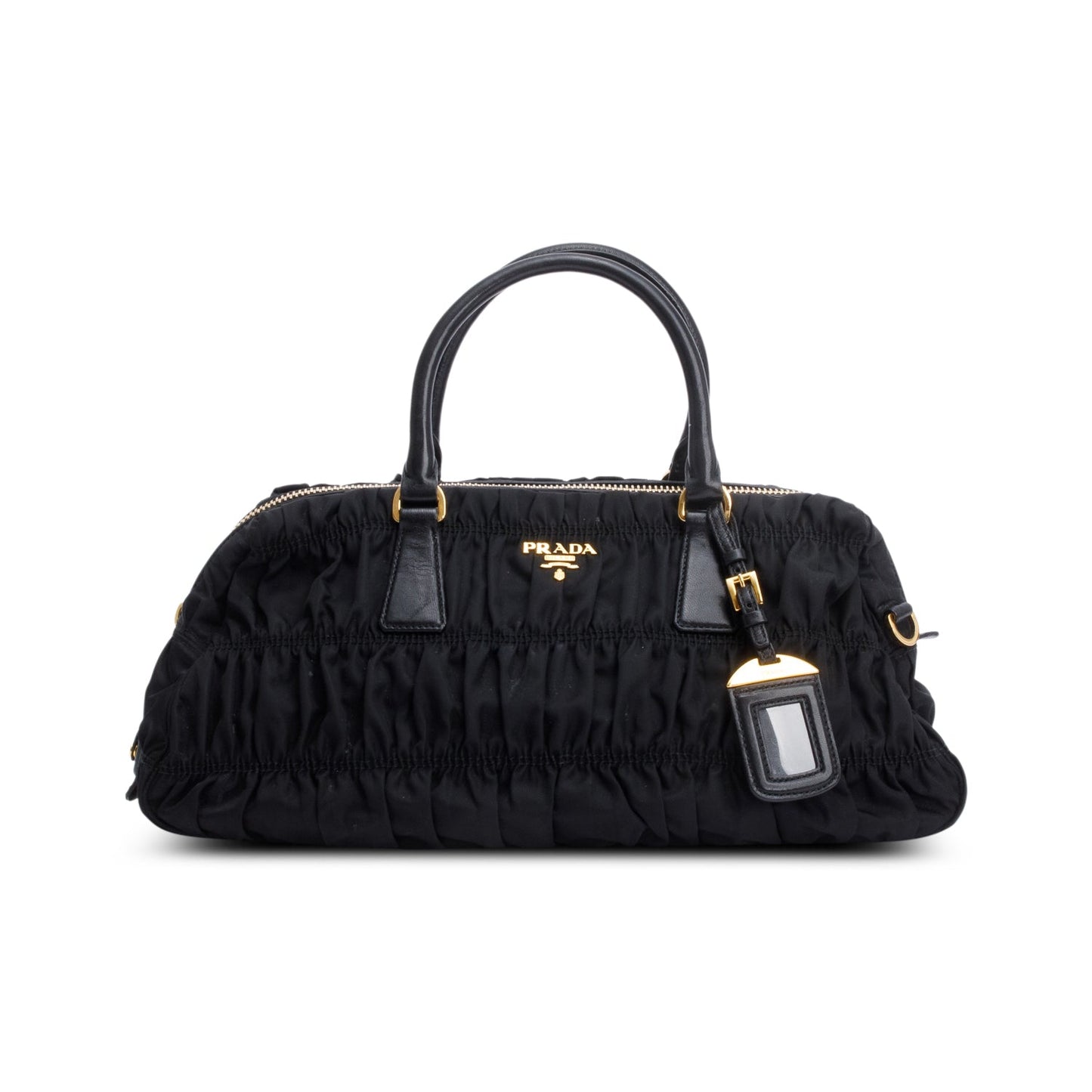 Prada Black Leather-Trimmed Tessuto Gaufre Tote