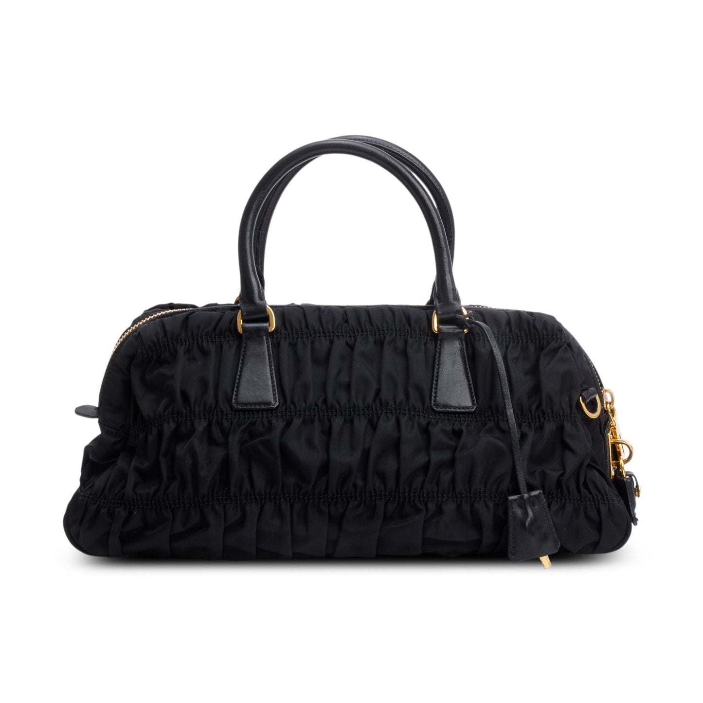 Prada Black Leather-Trimmed Tessuto Gaufre Tote