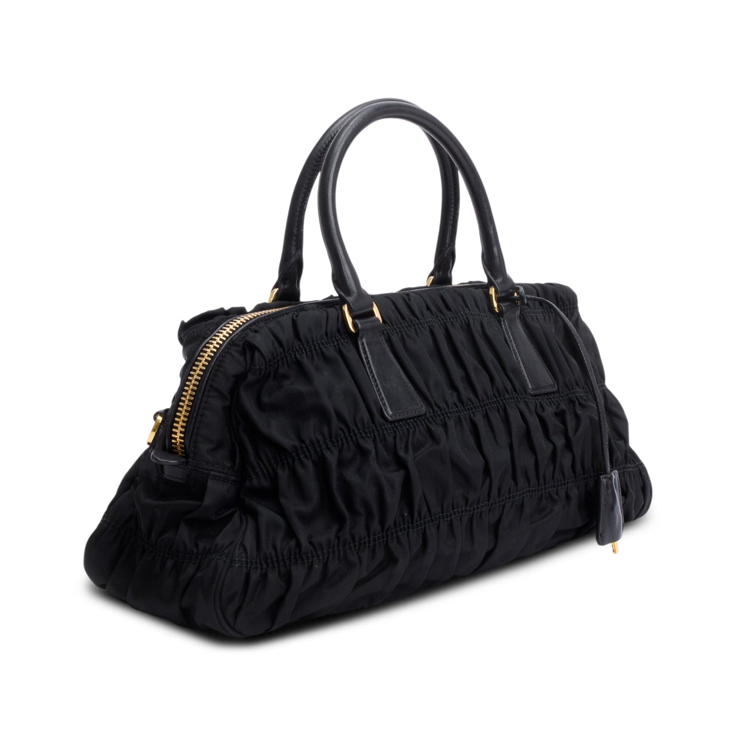Prada Black Leather-Trimmed Tessuto Gaufre Tote