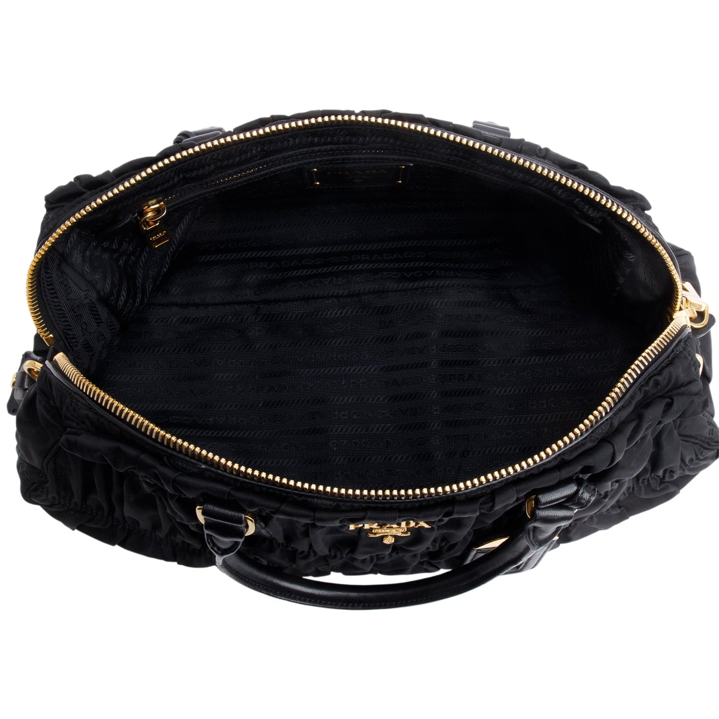 Prada Black Leather-Trimmed Tessuto Gaufre Tote