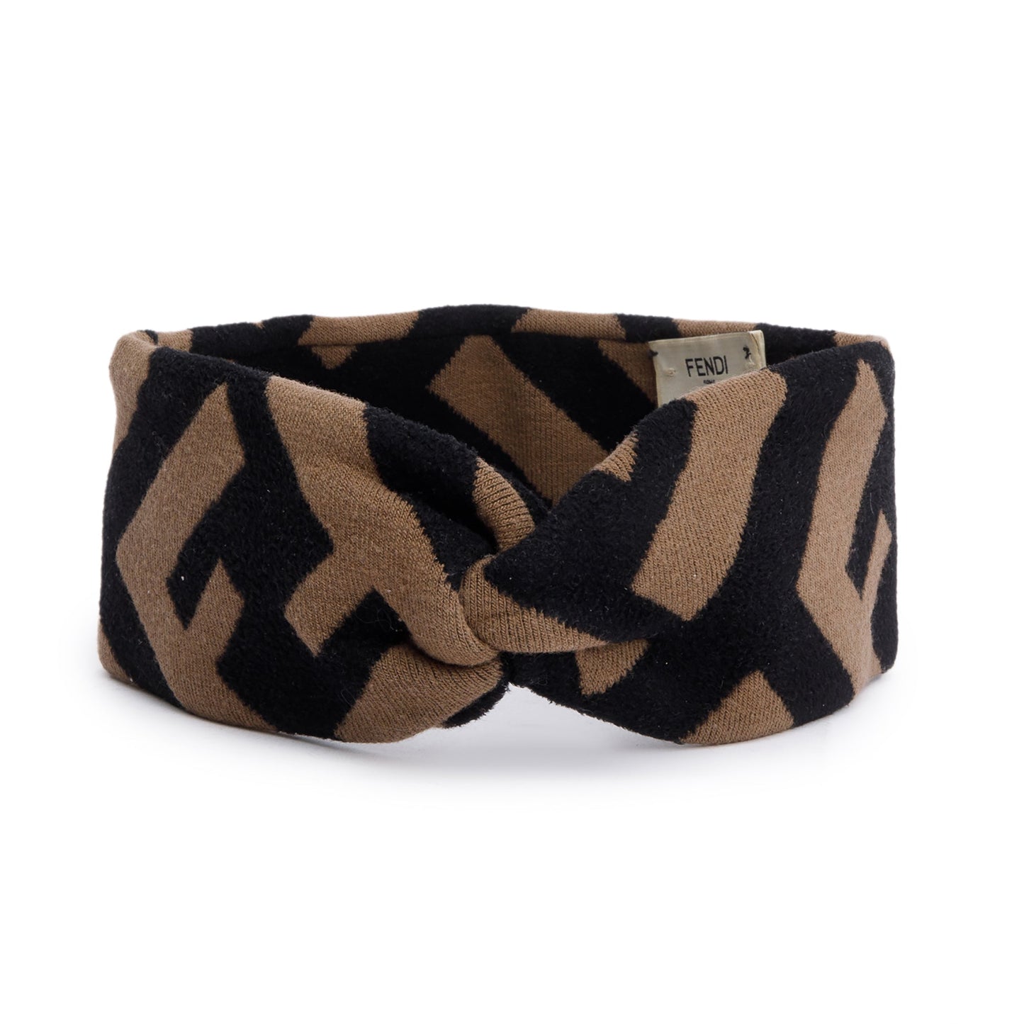 Fendi Brown Wool Zucca FF Logo Headband