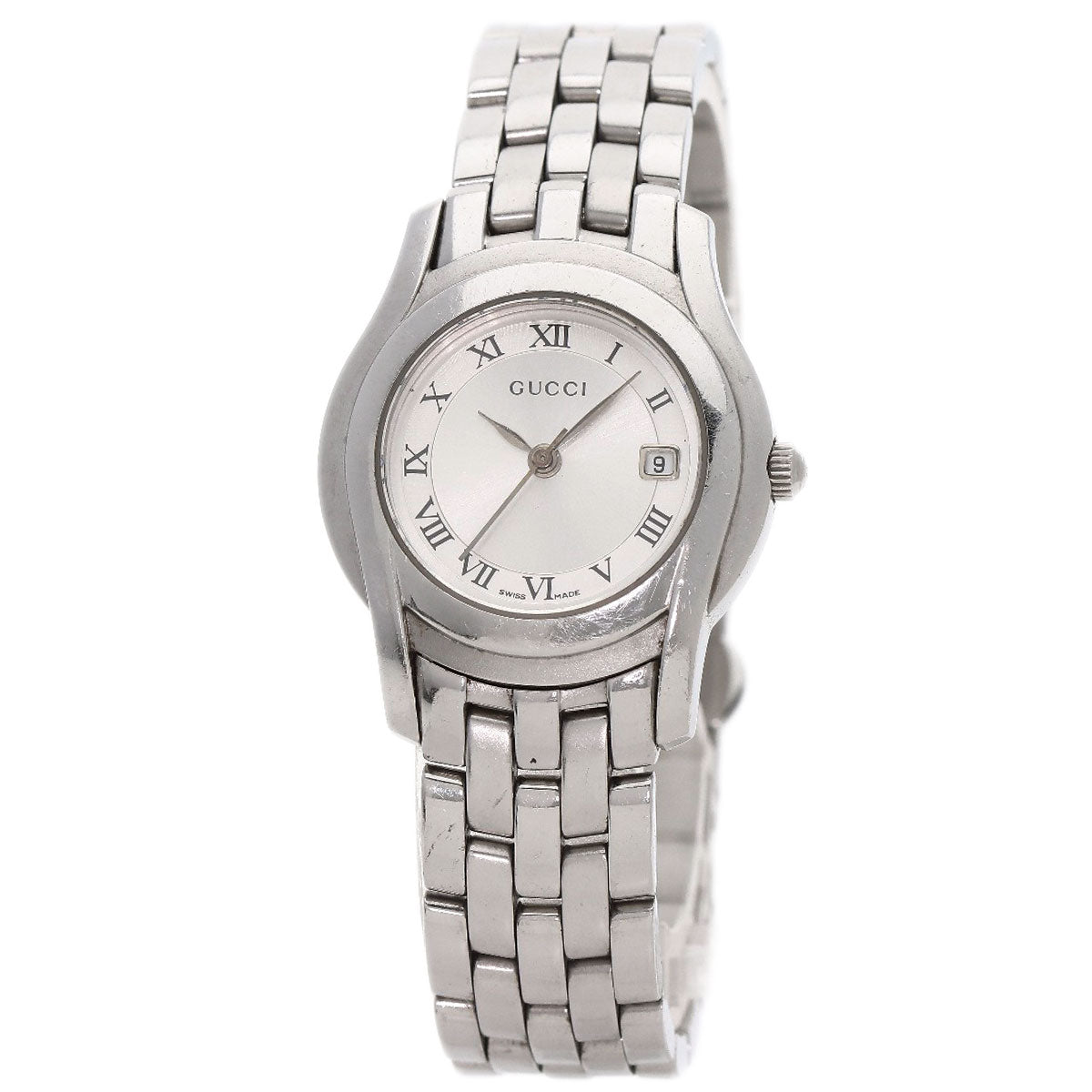 GUCCI Watches Quartz 5500L Stainless Steel , Stainless Steel Silver Round face Silver dial Women