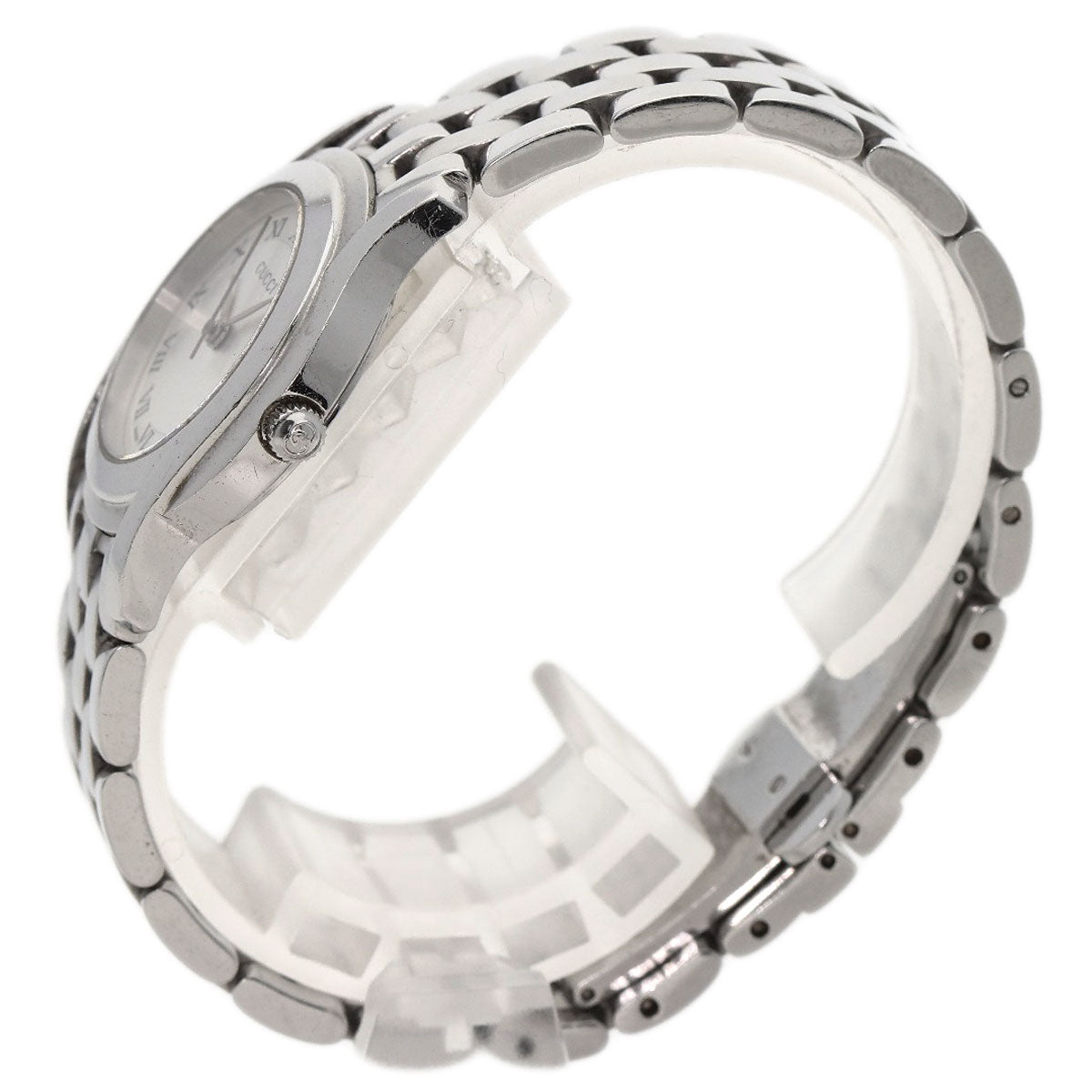 GUCCI Watches Quartz 5500L Stainless Steel , Stainless Steel Silver Round face Silver dial Women