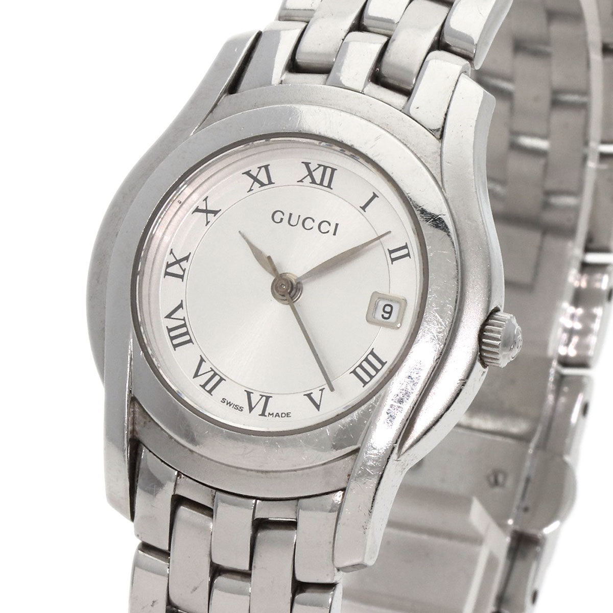 GUCCI Watches Quartz 5500L Stainless Steel , Stainless Steel Silver Round face Silver dial Women