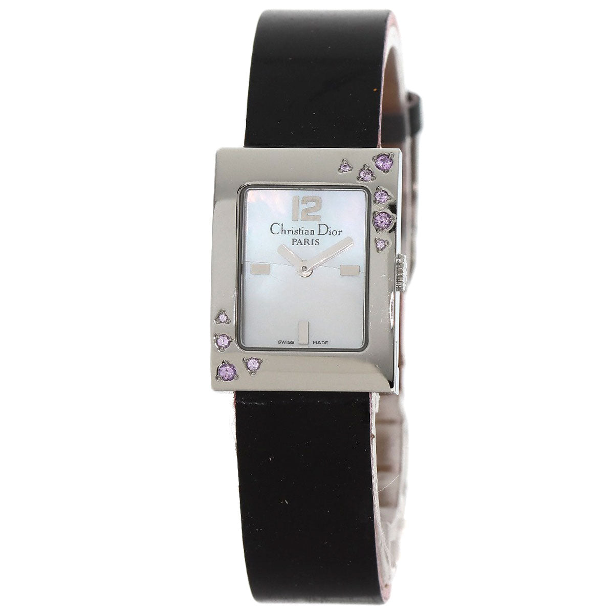 Christian Dior Watches Quartz D78-1093 Stainless Steel, Enamel Silver Malice Pink Sapphire White shell dial Women