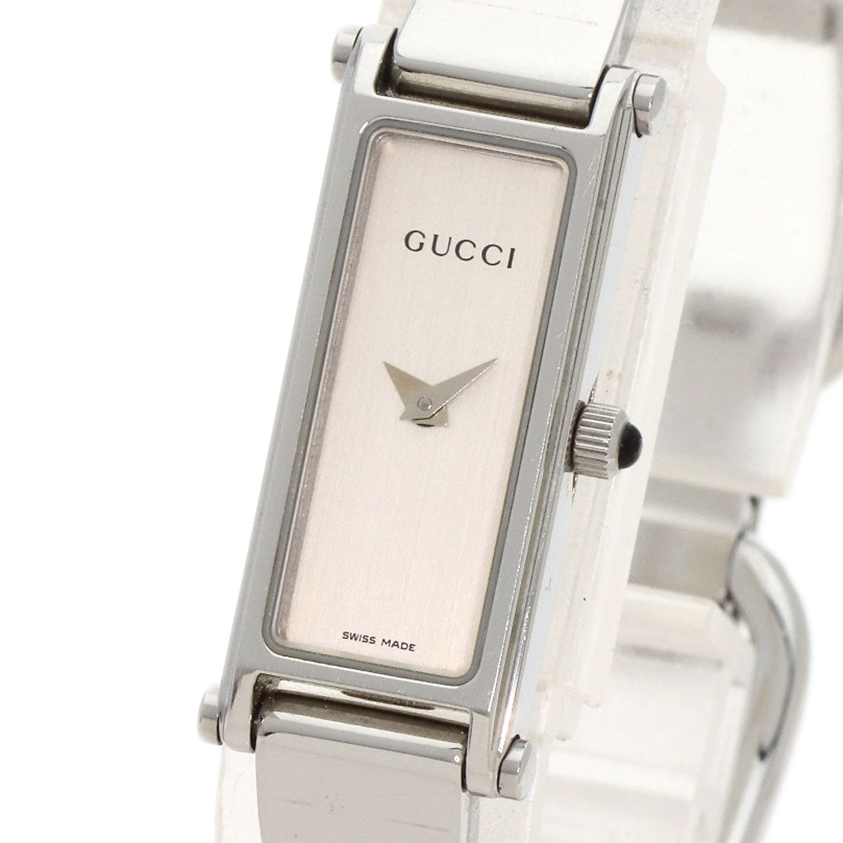 GUCCI Watches Quartz 1500L Stainless Steel , Stainless Steel Silver Square face Silver dial Women