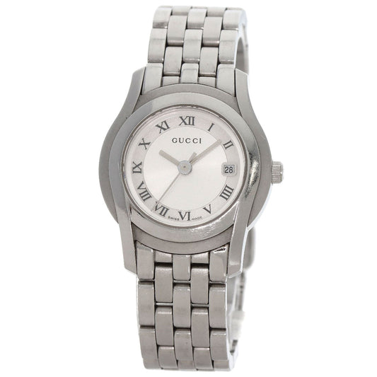GUCCI Watches Quartz 5500L Stainless Steel , Stainless Steel Silver Round face Silver dial Women
