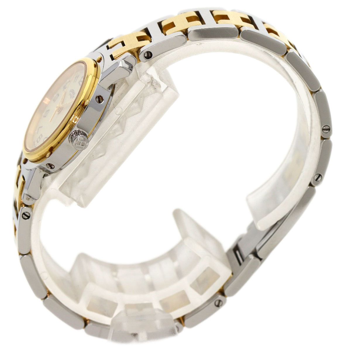 HERMES Watches Quartz CL4.220 Stainless Steel, Combination gold Clipper Old Belt Ivory dial Women