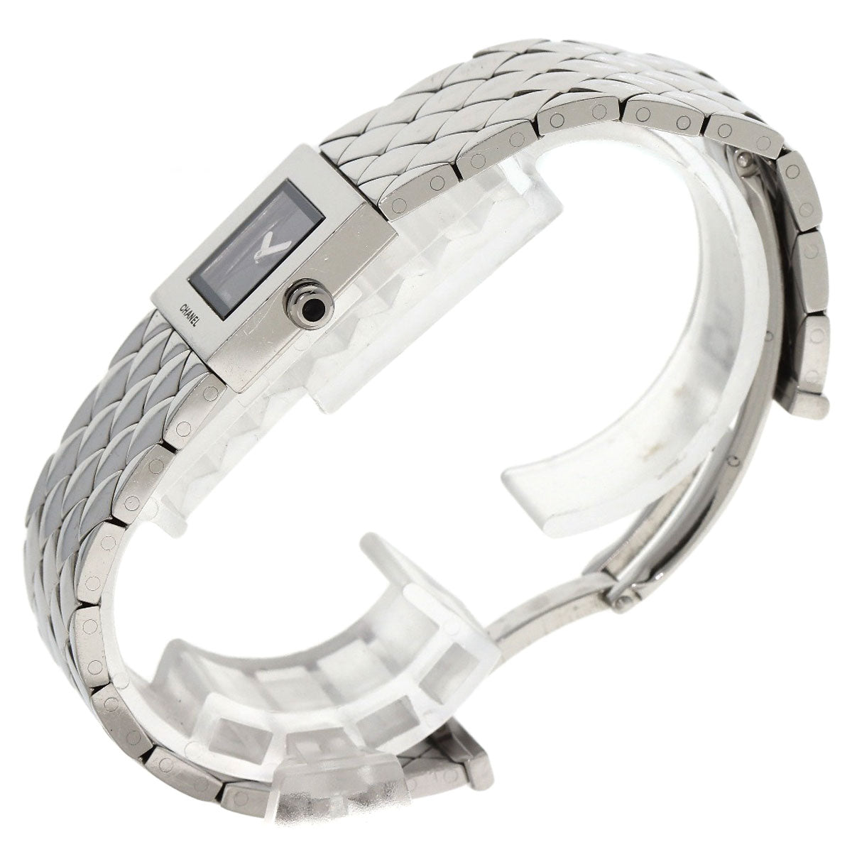 CHANEL Watches Quartz H0008 Stainless Steel , Stainless Steel Silver Matrasse black dial Women