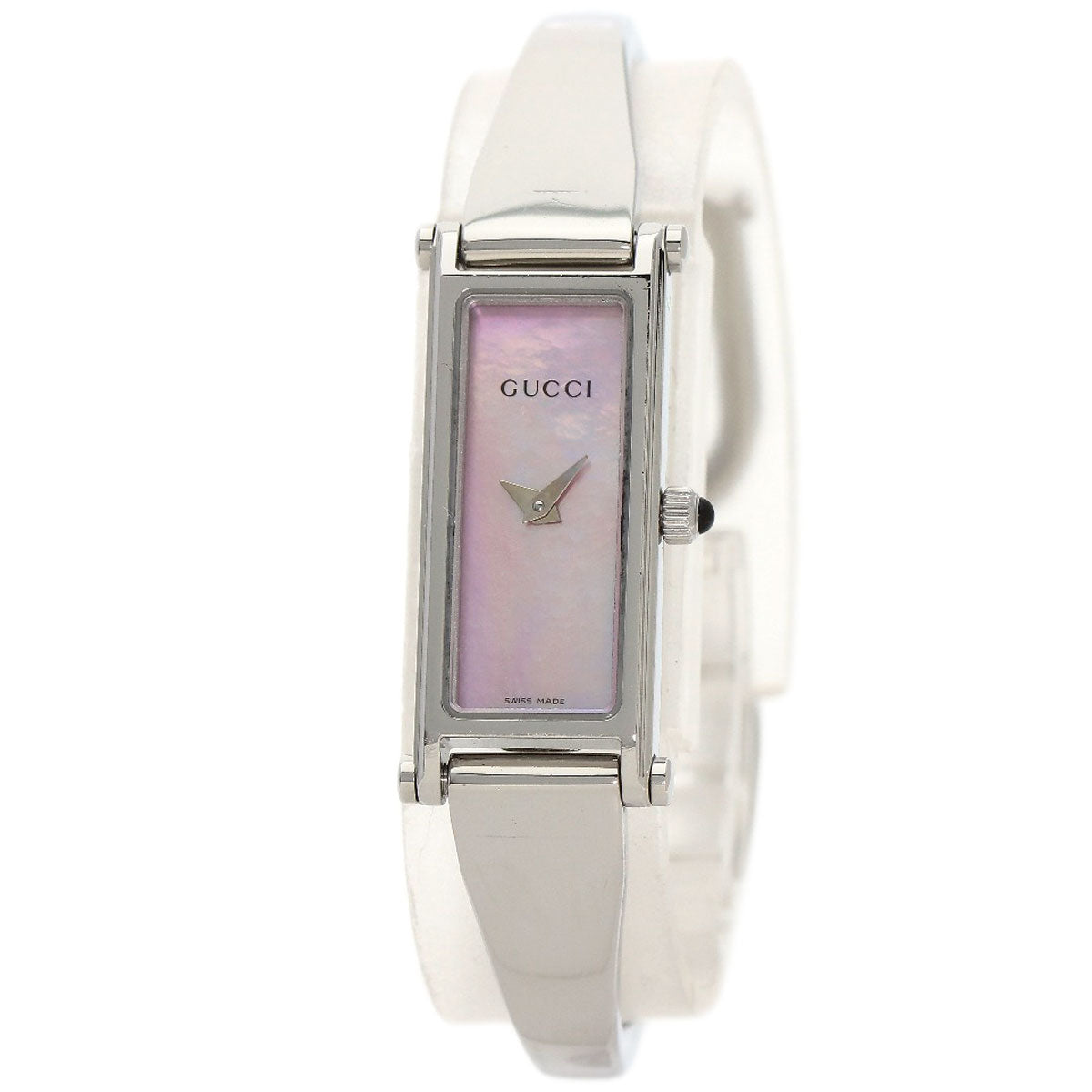 GUCCI Watches Quartz 1500L Stainless Steel , Stainless Steel Silver Square face Pink shell dial Women