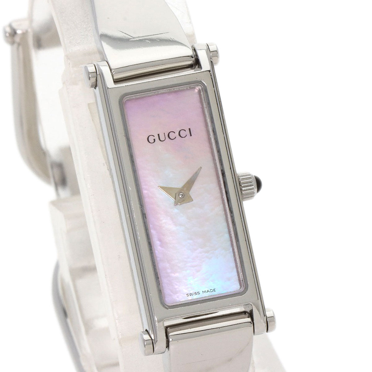 GUCCI Watches Quartz 1500L Stainless Steel , Stainless Steel Silver Square face Pink shell dial Women