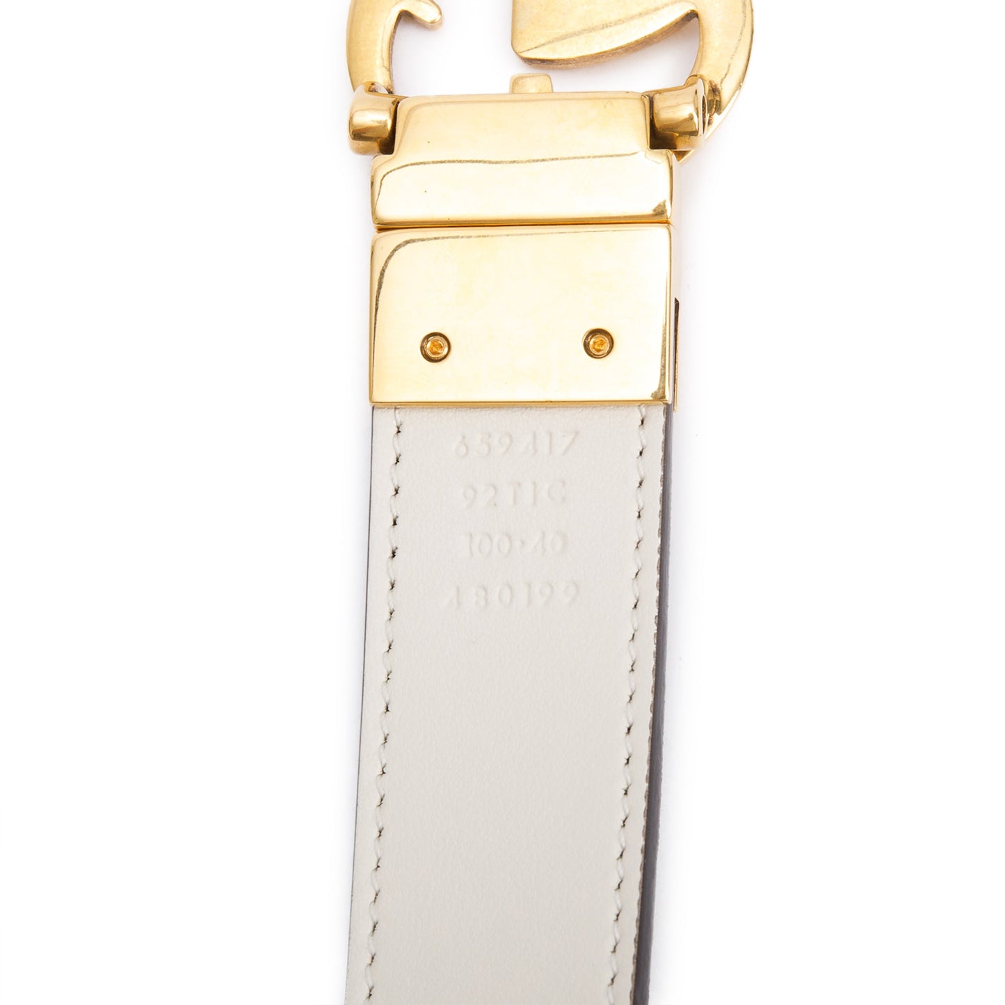 Gucci GG Supreme Canvas White Calfskin Leather GG Marmont Reversible Belt 100 40