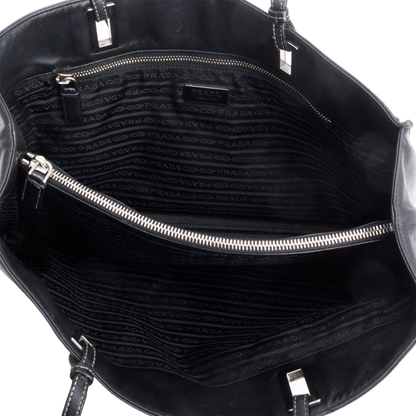 Prada Black Nappa Leather Acciaio Tote