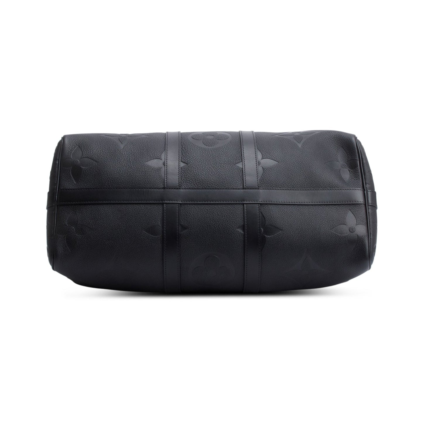 Louis Vuitton Black Embossed Monogram Giant Leather Keepall Bandouliere 45