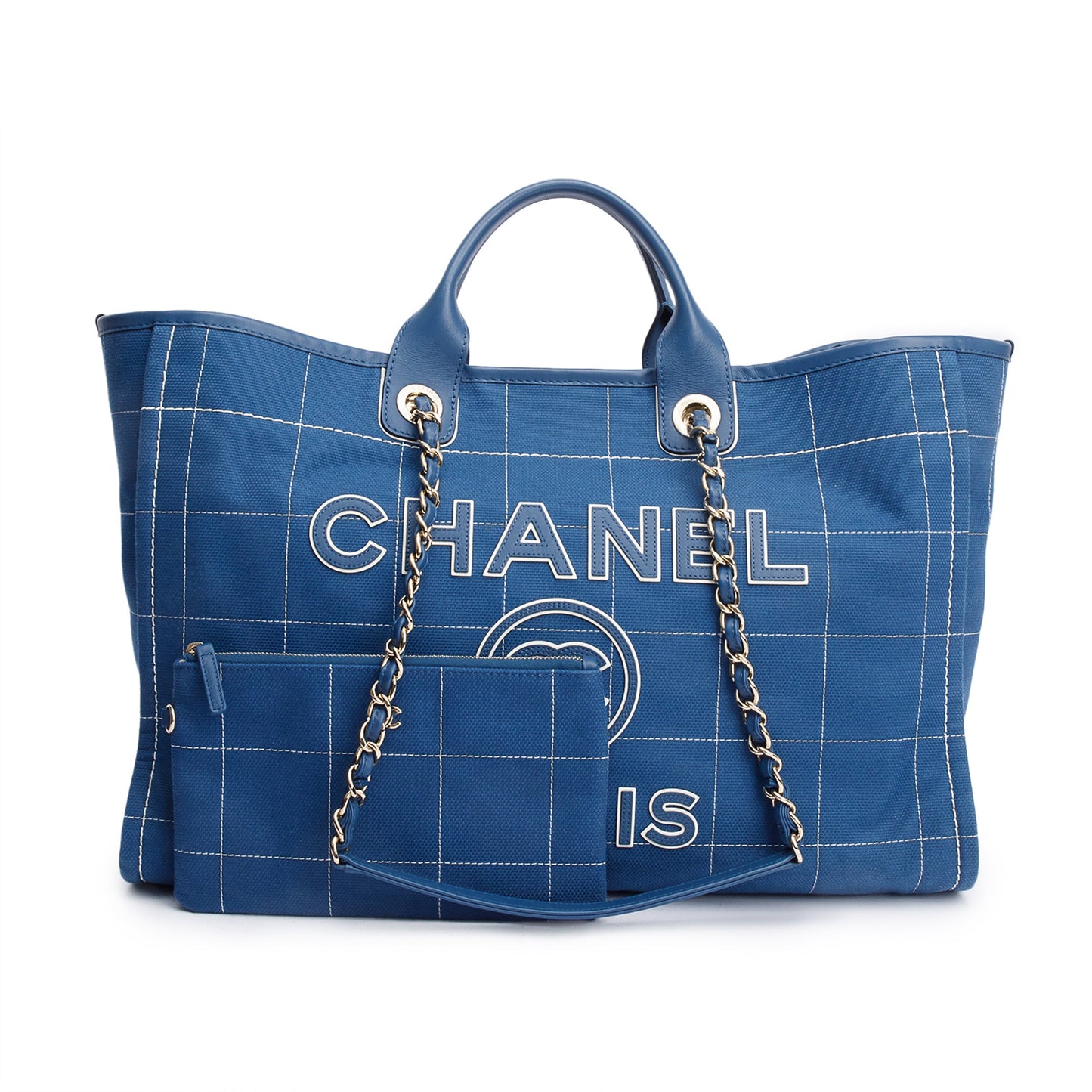 Chanel 2023 Blue Cotton Large Deauville Tote