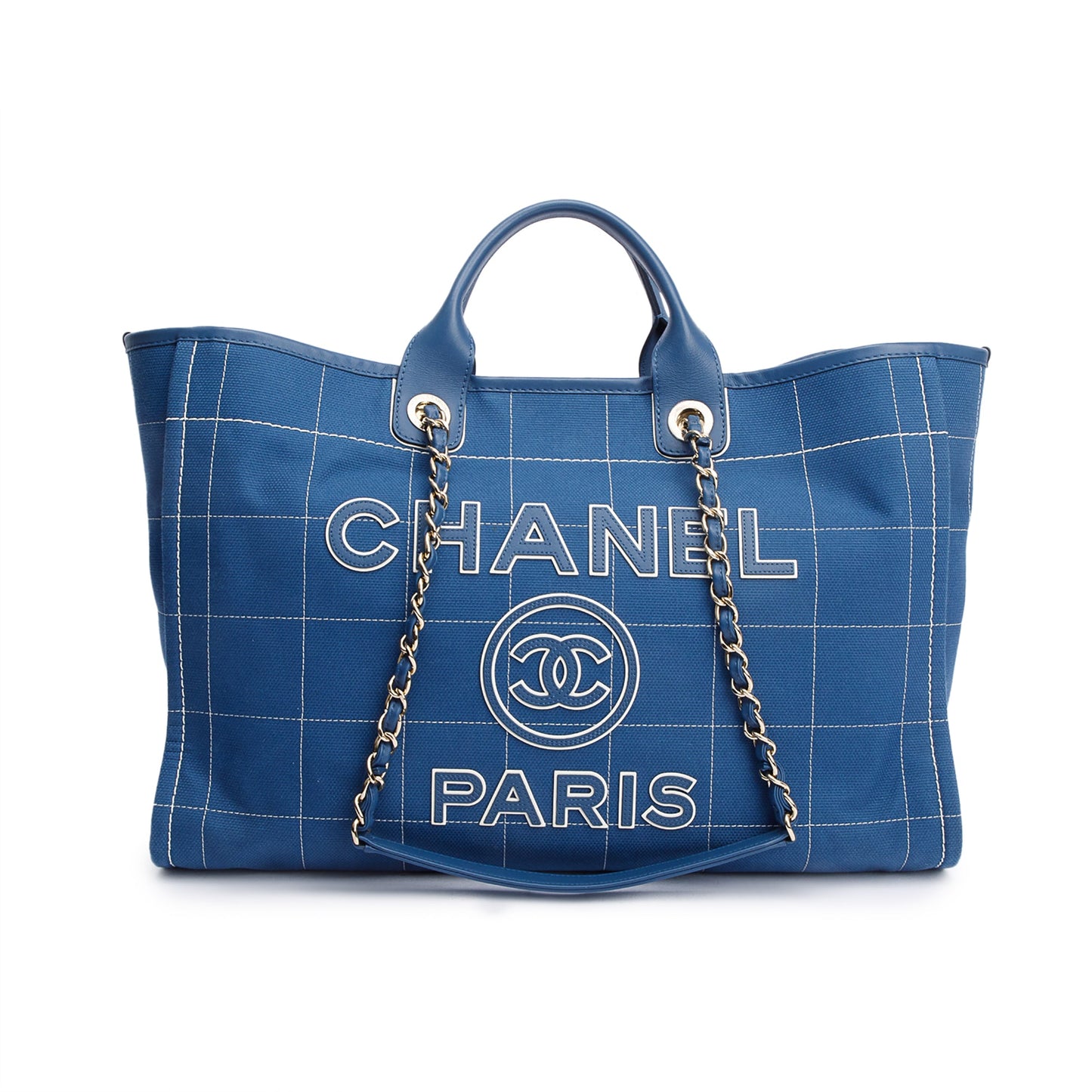 Chanel 2023 Blue Cotton Large Deauville Tote