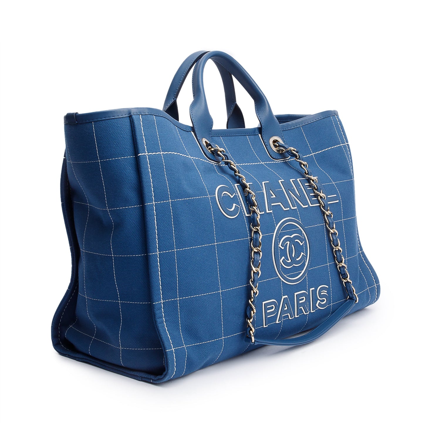 Chanel 2023 Blue Cotton Large Deauville Tote
