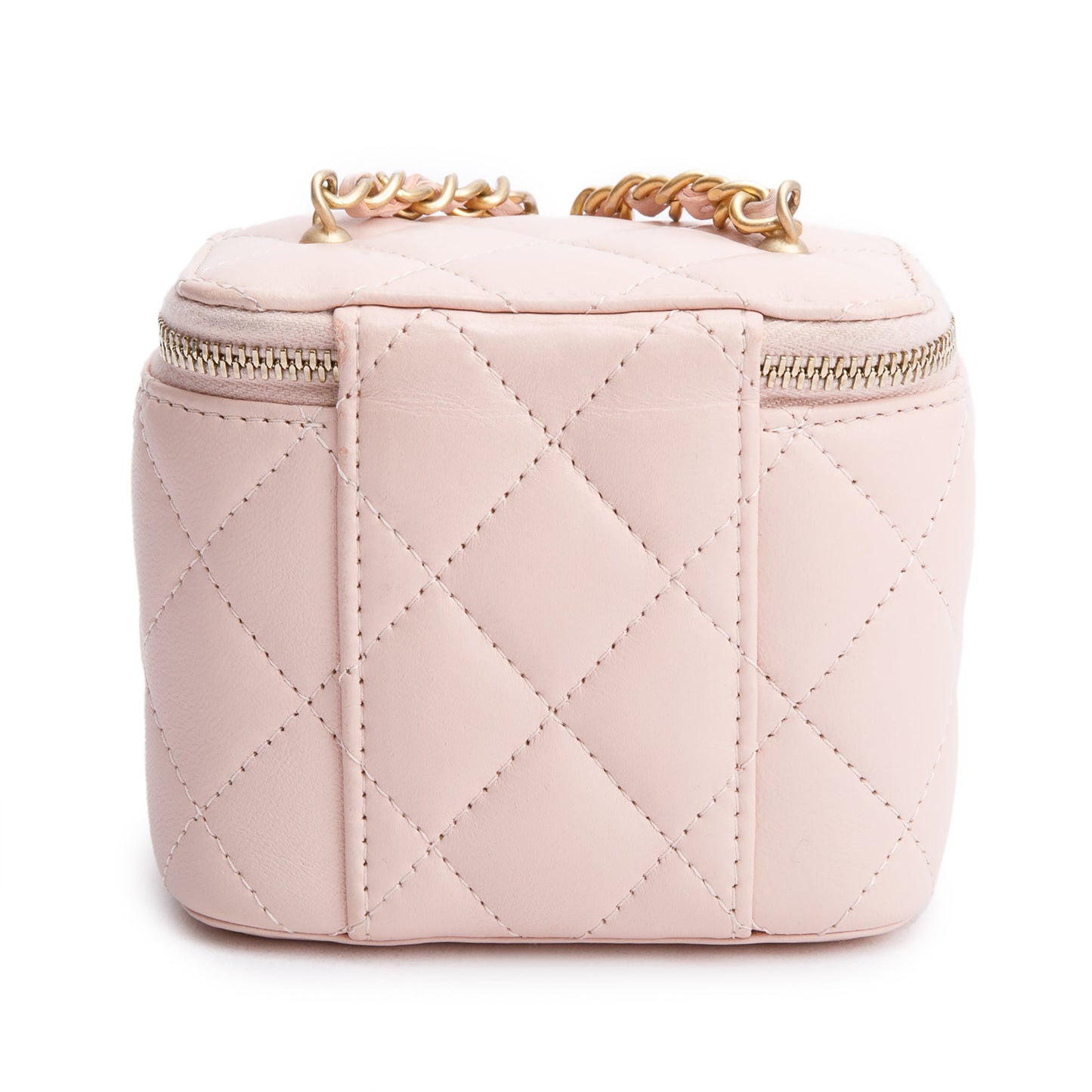 Chanel 2024 Pink Calfskin Leather Mini Pearl Crush Vanity Case