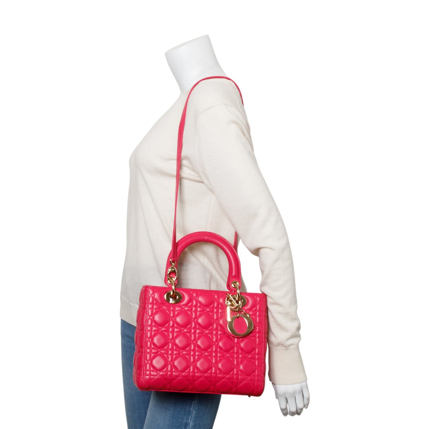 Christian Dior Pink Cannage Lambskin Leather Medium Lady Dior Bag