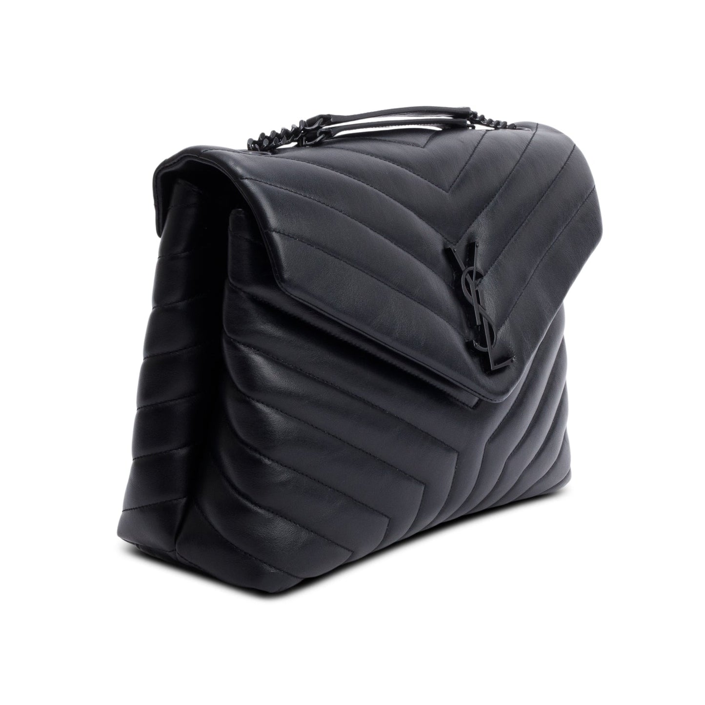 Saint Laurent Black Quilted Leather Medium Loulou Monogram Shoulder Bag