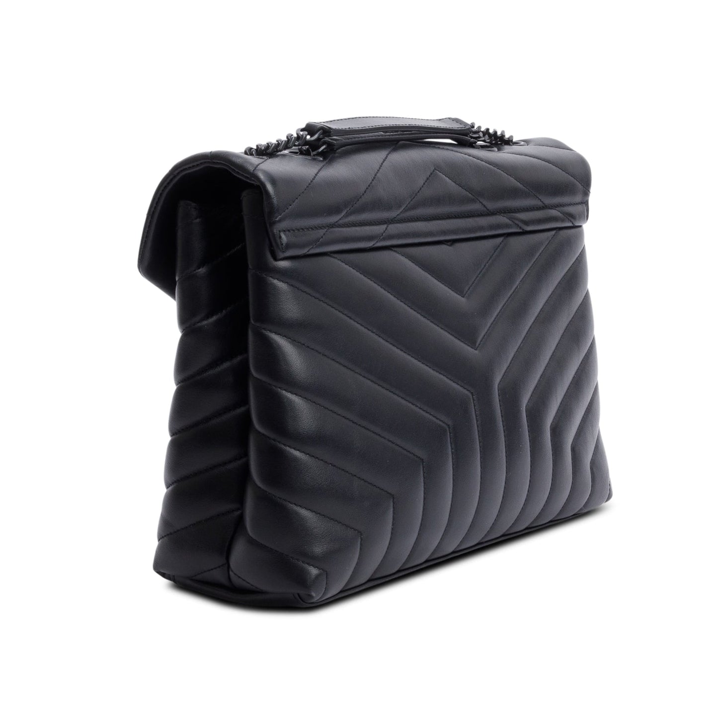 Saint Laurent Black Quilted Leather Medium Loulou Monogram Shoulder Bag